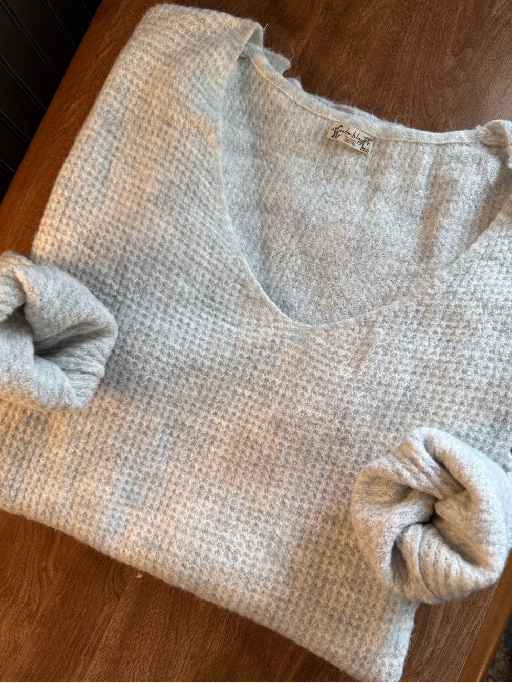 Free People Light Gray V-Neck Sweater
